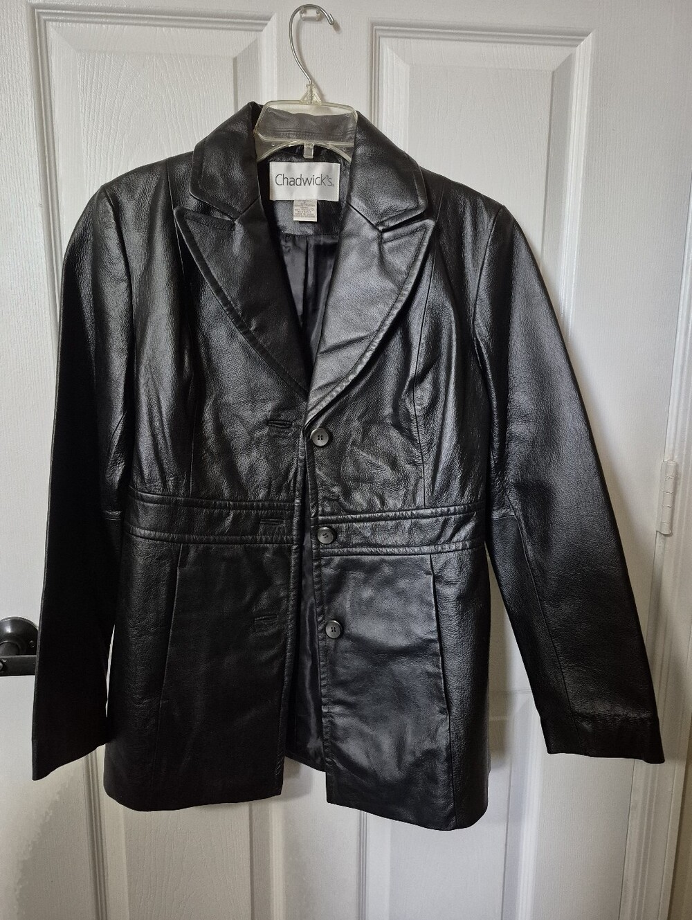 Chadwicks Women's  Black Leather Blazer Jacket